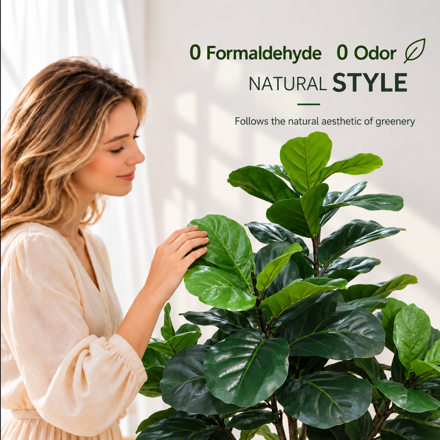 Planta Artificială Copac Tip Ficus, 3 brate, 154 cm, Verde, cu Ghiveci