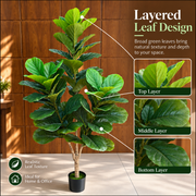 Planta Artificială Copac Tip Smochin, 3 brate, 160 cm, Verde, cu Ghiveci