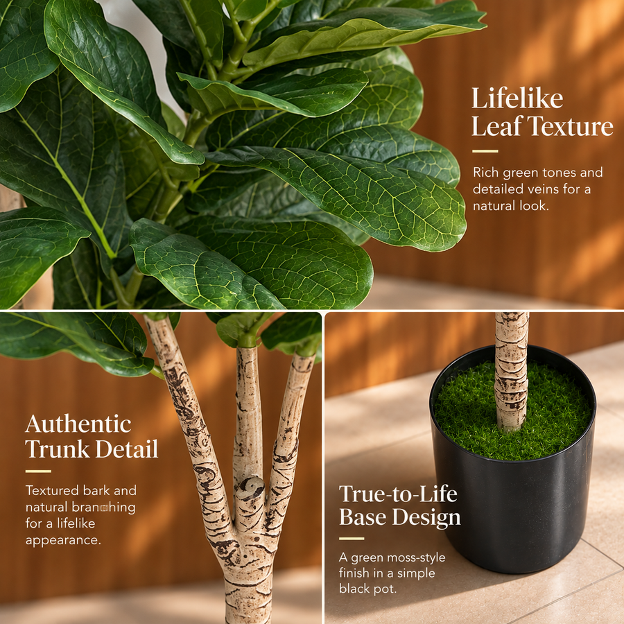 Planta Artificială Copac Tip Smochin, 3 brate, 160 cm, Verde, cu Ghiveci