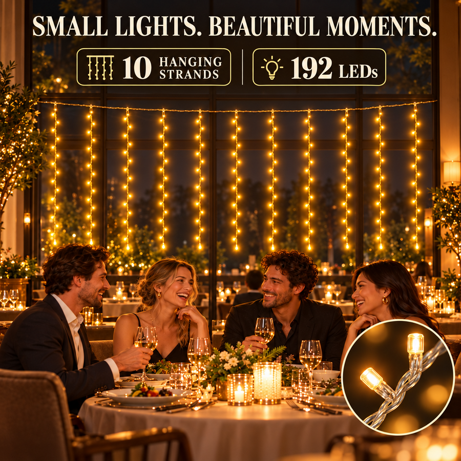 Instalatie de Craciun tip Perdea Luminoasa LED, lumina calda, 300 x 200cm, 192 LED-uri