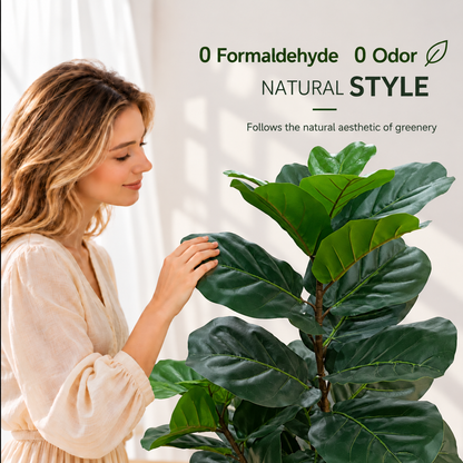 Planta Artificială Copac Tip Ficus, 2 Ramuri, 67 cm, Verde, cu Ghiveci