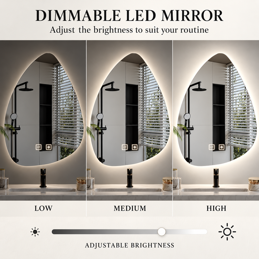 Oglinda LED Organica 40x60cm, Lumina Rece, Sistem Dezaburire, Dimabila