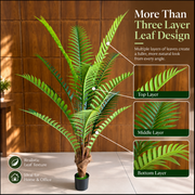 Planta Artificială Copac Tip Palmier Regal, 220 cm, 18 frunze, Verde, cu Ghiveci