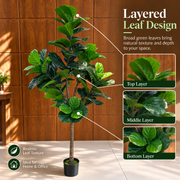 Planta Artificială Copac Tip Ficus, 180 cm, Verde, cu Ghiveci
