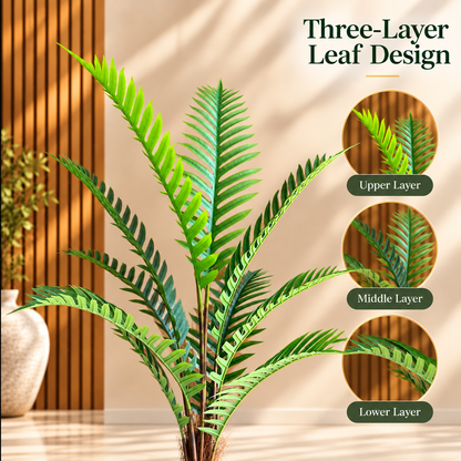 Planta Artificială Copac Tip Palmier Regal, 180 cm, 10 frunze, Verde, cu Ghiveci