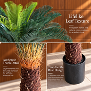 Planta Artificială Copac Tip Palmier, 36 frunze, 115 cm, Verde, cu Ghiveci
