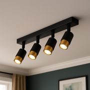 Proiector LED cu 4xGU10 Proiectoare, 3000K/4000K/6000K, Auriu, Metal și Acril