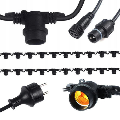 Ghirlanda LED 20 surse de lumina 20M 20xE27 Negru IP65