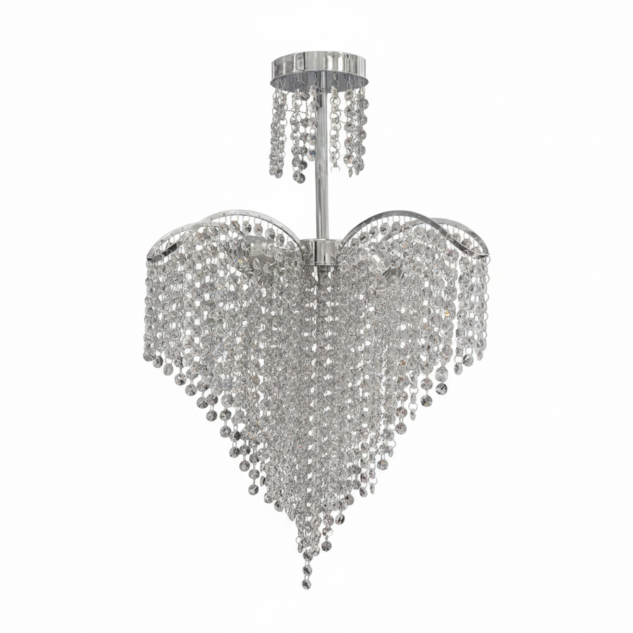 Candelabru Cristal Ander 4xE14 Diametru 45cm Crom