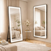 Oglinda LED Rectangulara, Rama Neagra, 50x160cm, Dimabila, Lumina Rece/Calda/Neutra, Dressing Couture