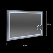 Oglinda LED Rectangulara, 80x60cm, Lumina Rece, CANTO Touch, Sistem Dezaburire, Dimabila
