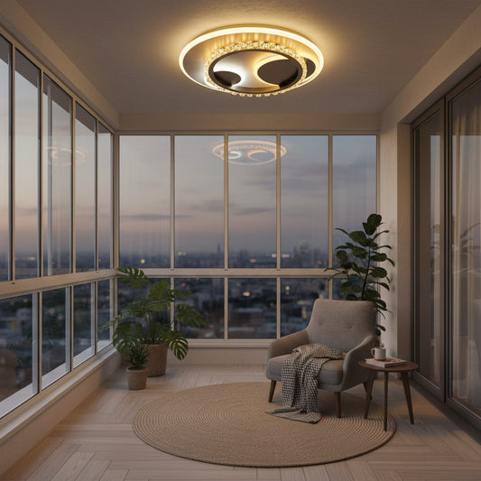 Lustra LED  cu cristal ARIELLA 39W, Rotunda,  lumina Rece/Calda/Neutra, Negru