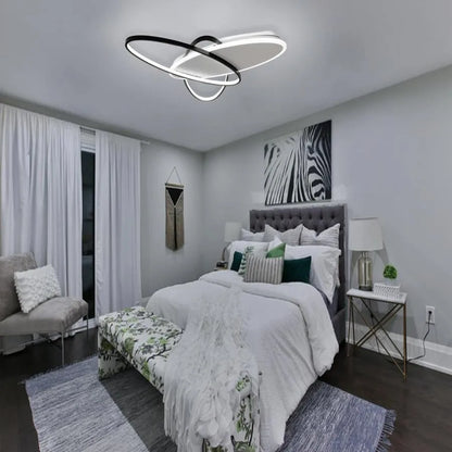 Lustra LED cu telecomanda LIGURIA 81W, 3 Ovale, lumina Rece/Calda/Neutra, Dimabila, Negru Alb