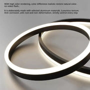 Lustra LED suspendata cu telecomanda CASIANA 130W, 4 Cercuri, lumina Rece/Calda/Neutra, Dimabila, Negru, Inaltime Reglabila