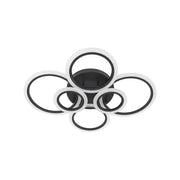 Lustra LED cu telecomanda BETTY 82W, 6 Cercuri, lumina Rece/Calda/Neutra, Dimabila, Negru