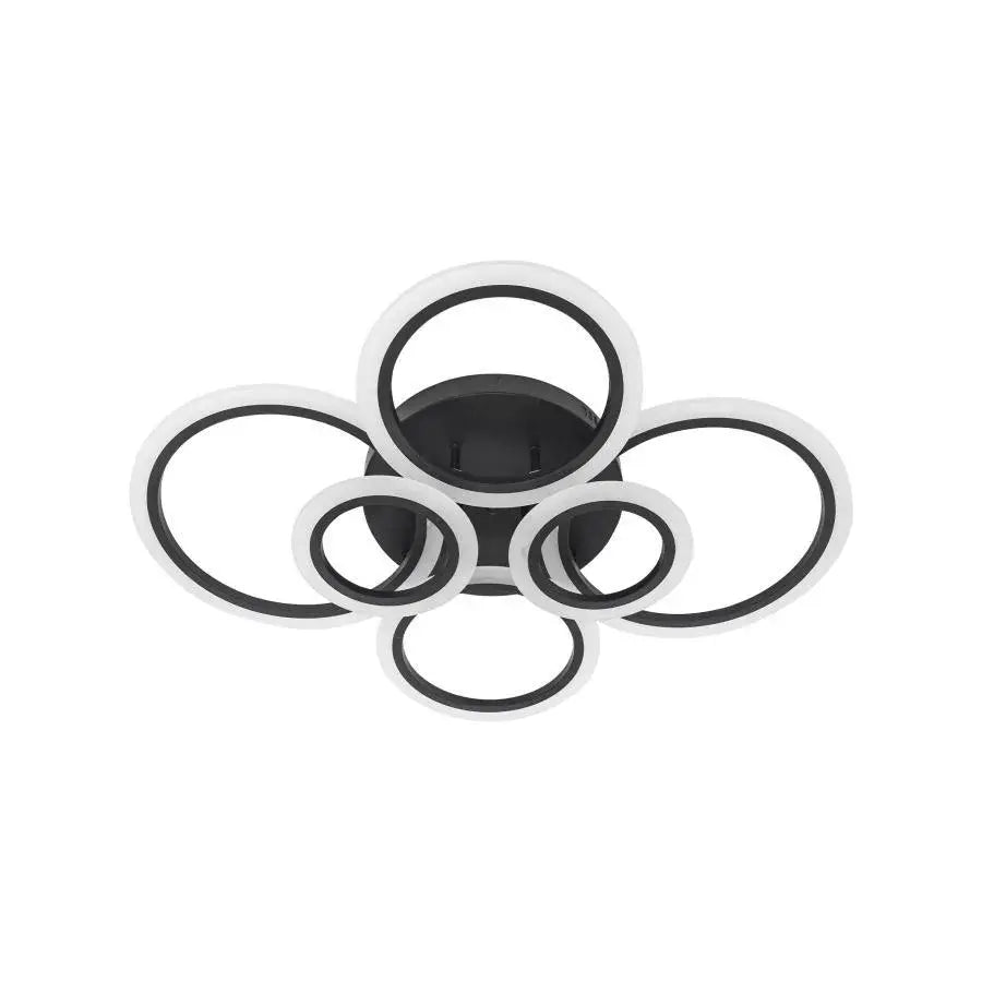 Lustra LED cu telecomanda BETTY 82W, 6 Cercuri, lumina Rece/Calda/Neutra, Dimabila, Negru