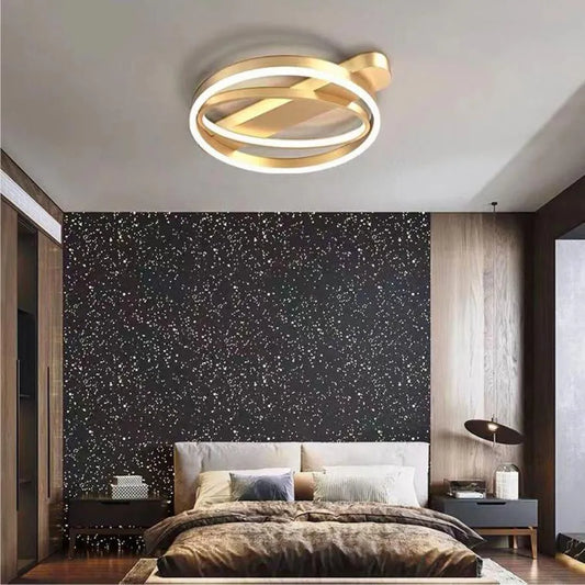 Lustra LED cu telecomanda CERELIS 90W, lumina Rece/Calda/Neutra, Dimabila, Auriu Lucios