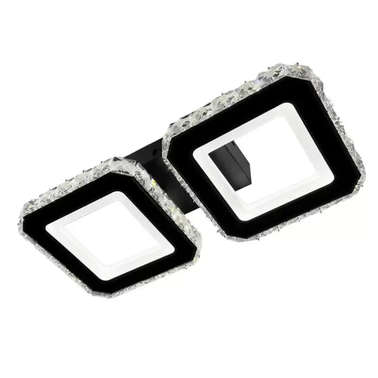 Lustra LED cristal QUADRIS 41W, 2 Patrate, lumina Rece/Calda/Neutra, Negru Lustre LED Cristal Default Title Alessandro Design