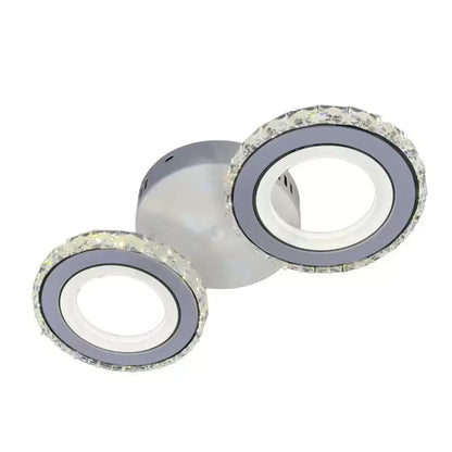 Lustra LED cu telecomanda si cristal NOVA ROTONDA 29W, 2 Cercuri, lumina Rece/Calda/Neutra, Alb