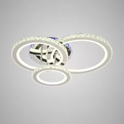 Lustra LED cu telecomanda si cristal NOVA ROTONDA RGB 73W, 3 Cercuri, lumina Rece/Calda/Neutra, Dimabila, Crom Lucios