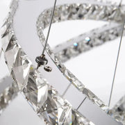 Lustra LED PRISM Luminis, Cristal si Metal, 210W, 4 Cercuri, Dimabila, Inaltime Reglabila, Lumina Rece/Calda/Neutra, Iluminat Luxos