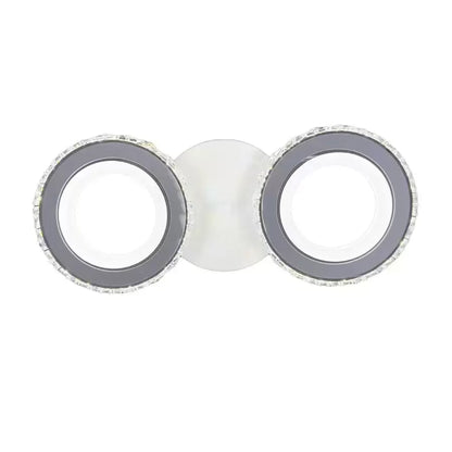 Lustra LED cu telecomanda si cristal NOVA ROTONDA 29W, 2 Cercuri, lumina Rece/Calda/Neutra, Alb