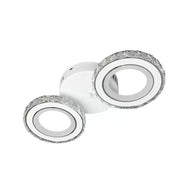 Lustra LED cu telecomanda si cristal NOVA ROTONDA 29W, 2 Cercuri, lumina Rece/Calda/Neutra, Alb