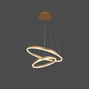 Lustra LED suspendata cu telecomanda  CHRISTINE, 41W, 2 Cercuri, lumina Rece/Calda/Neutra, Dimabila, Auriu Lucios, Inaltime Reglabila