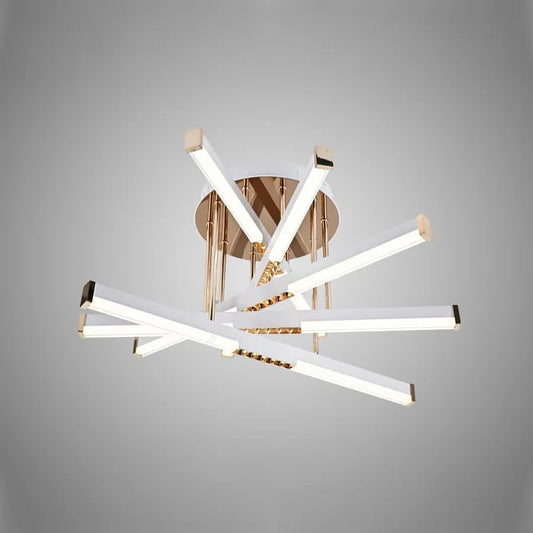 Lustra LED cu telecomanda CORA 120W, 5 Elemente, Liniara, lumina Rece/Calda/Neutra, Dimabila, Auriu Lucios