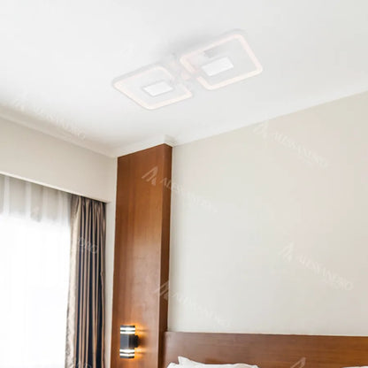 Lustra LED cu telecomanda  FELIX 57W, 2 Patrate, lumina Rece/Calda/Neutra, Dimabila, Alb