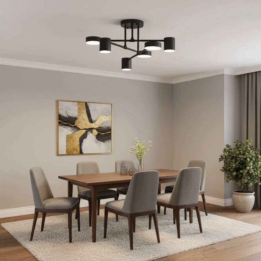 Lustra LED  GALIOS 26W, 6 Elemente, lumina Rece/Calda/Neutra, Negru
