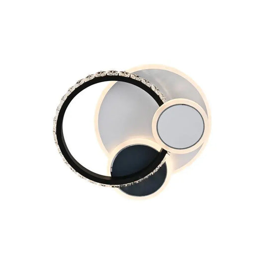 Lustra LED cu cristal GELLA 48W,  Rotunda, lumina Rece/Calda/Neutra, Alb Negru