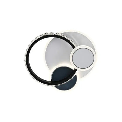 Lustra LED cu cristal GELLA 48W,  Rotunda, lumina Rece/Calda/Neutra, Alb Negru