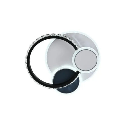 Lustra LED cu cristal GELLA 48W,  Rotunda, lumina Rece/Calda/Neutra, Alb Negru