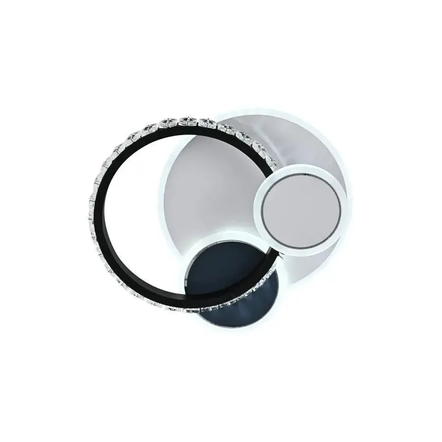 Lustra LED cu cristal GELLA 48W,  Rotunda, lumina Rece/Calda/Neutra, Alb Negru