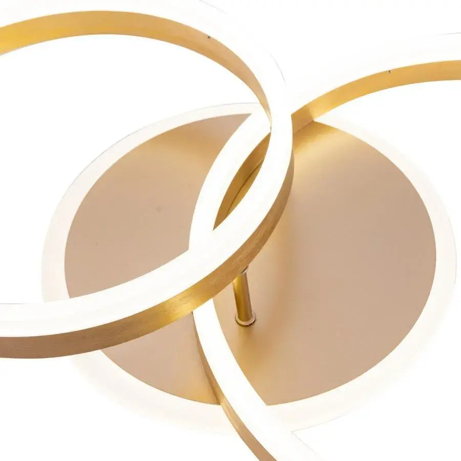 Lustra LED cu telecomanda LYRA 118W, 2 Cercuri, lumina Rece/Calda/Neutra, Dimabila, Auriu Periat