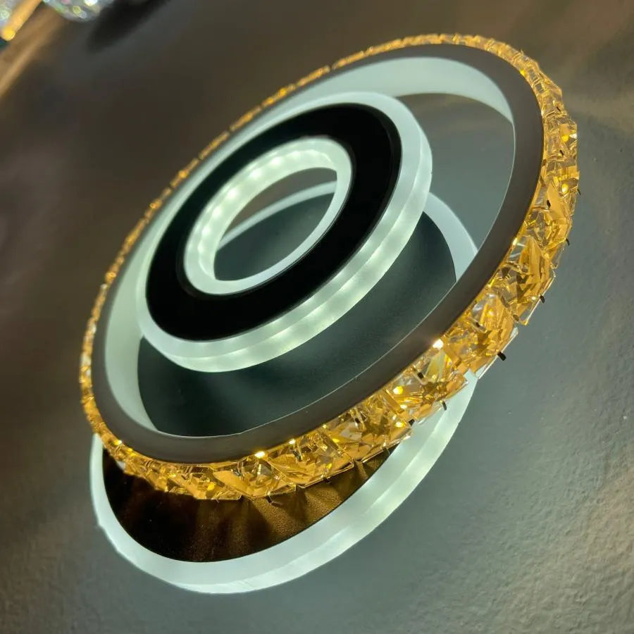 Lustra LED Cristal, Inara, 40W, Lumina Rece/Calda/Neutra, Negru