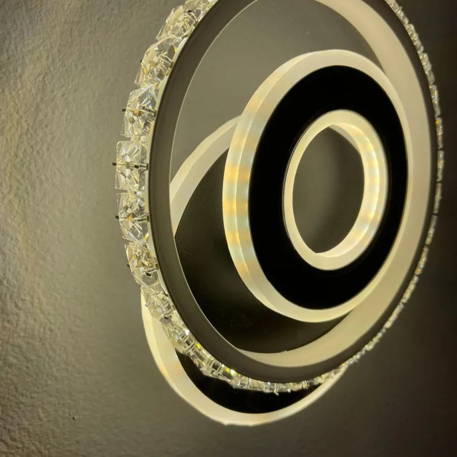 Lustra LED Cristal, Inara, 40W, Lumina Rece/Calda/Neutra, Negru