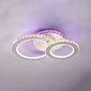 Lustra LED cu telecomanda si cristal NOVA ROTONDA RGB 43W, 2 Cercuri, lumina Rece/Calda/Neutra, Dimabila, Alb