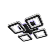Lustra LED cu telecomanda si cristal LEILA RGB 69W, 4 Patrate, lumina Rece/Calda/Neutra, Dimabila, Negru