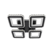 Lustra LED cu telecomanda si cristal LEILA RGB 69W, 4 Patrate, lumina Rece/Calda/Neutra, Dimabila, Negru