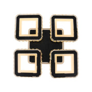 Lustra LED cu telecomanda si cristal LEILA RGB 69W, 4 Patrate, lumina Rece/Calda/Neutra, Dimabila, Negru