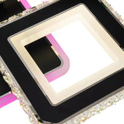 Lustra LED cu telecomanda si cristal LEILA RGB 69W, 4 Patrate, lumina Rece/Calda/Neutra, Dimabila, Negru