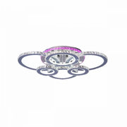 Lustra LED cu telecomanda si cristal NOVA ROTONDA RGB 152W, 6 Cercuri, lumina Rece/Calda/Neutra, Dimabila, Crom Lucios