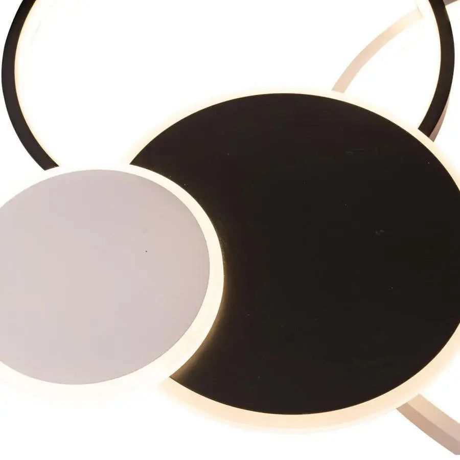 Lustra LED cu telecomanda KILLIAN 80W, 4 Cercuri, lumina Rece/Calda/Neutra, Dimabila, Negru Alb