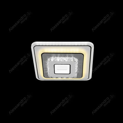 Lustra LED cu cristal MITA 39W, Patrata, Lumina Rece/Calda/Neutra, Alb