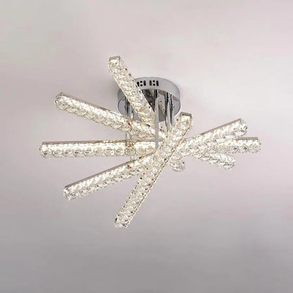 Lustra LED cu telecomanda LUELLA 64W 5 Elemente, Liniara, lumina Rece/Calda/Neutra, Dimabila, Argintiu