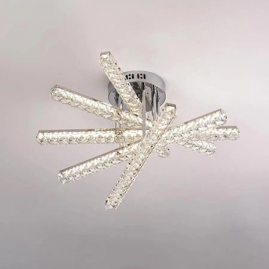 Lustra LED cu telecomanda LUELLA 64W 5 Elemente, Liniara, lumina Rece/Calda/Neutra, Dimabila, Argintiu