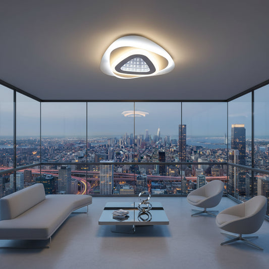 Lustra LED NEXA Triunghi 3D 40W, Alb, Lumina Rece/Calda/Neutra