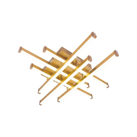 Lustra LED cu telecomanda MORA 120W, 6 Elermente, Liniara, lumina Rece/Calda/Neutra, Dimabila, Auriu Lucios